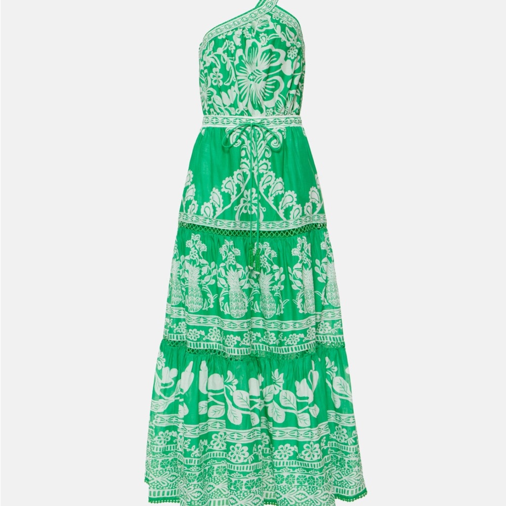 FARM Rio Green and White One-Shoulder Maxi Dress - Picture 2 of 4